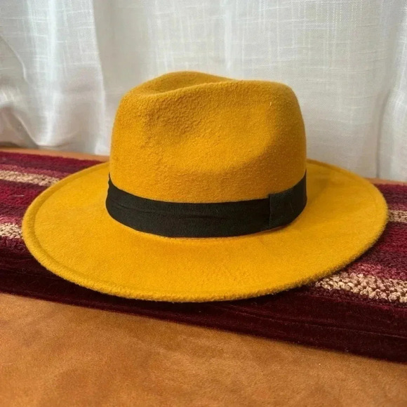 Panama Style Fashion Hat Mustard - Picture 2 of 5